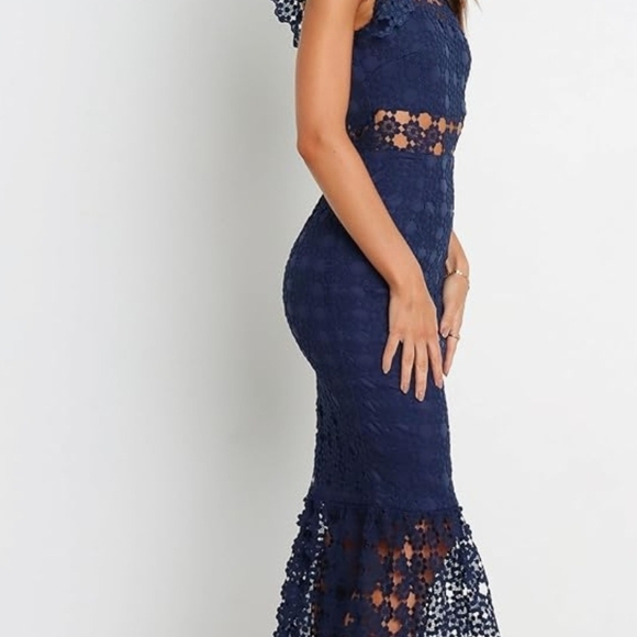 NWT PETAL+PUP LAUREN DRESS Elegant Navy Lace Midi Dress SZ 2 - Picture 6 of 12